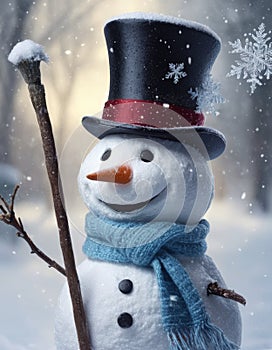 Winter Snowman with Top Hat