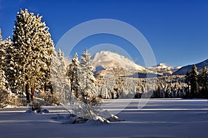 After a winter snowstorm, Lassen Peak, Lassen Volcanic National Park