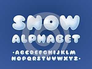 Winter snowy alphabet for Christmas design. Vector font