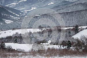 Winter snowy landscape of the transylvanian mountains