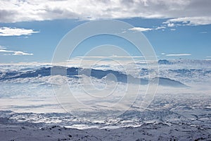 Winter snowy mountains near Mount Ararat, Turkey