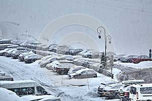 Winter snowy parking