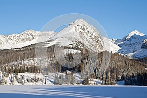 Winter snowy white mountain peaks