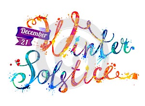 Winter solstice. December 21. Splash paint