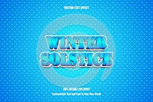 Winter solstice editable text effect 3 dimension emboss comic style with blue color