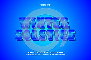 Winter solstice editable text effect blue color 3 dimension emboss comic style