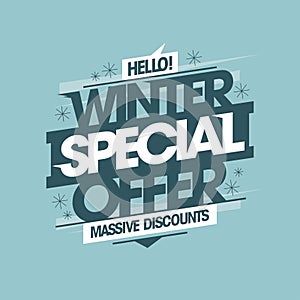 Winter special offer, shop now, sale web banner lettering template