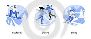 Winter sport abstract concept vector illustrations.