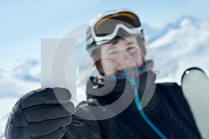 Winter sport atlethe showing lift pass