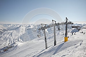 Winter sport in the austrian resort Montafon.