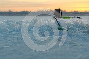 Winter sport ice fishing
