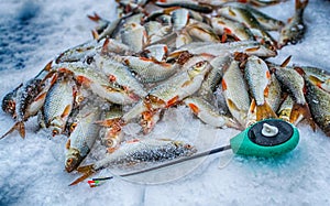 Winter sport ice fishing