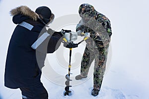 Winter sport ice fishing