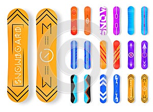 Winter sport icons snowboard for ski resort.