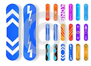 Winter sport icons snowboard for ski resort.