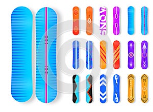 Winter sport icons snowboard for ski resort.