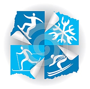 Winter sport icons stickers.