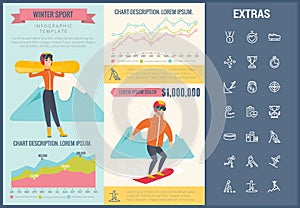 Winter sport infographic template, elements, icons