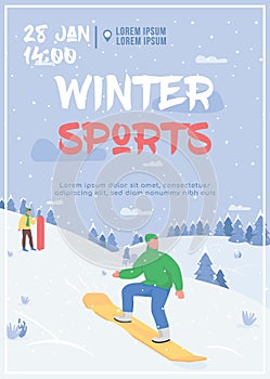 Winter sport poster flat vector template