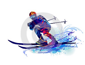 Winter sport.Skiing man. Vector illustration