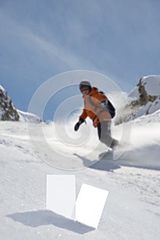 Winter sport tickets and snowboarder