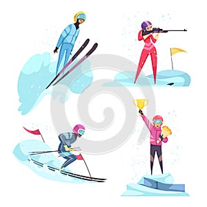 Winter Sports Concept Icons Set