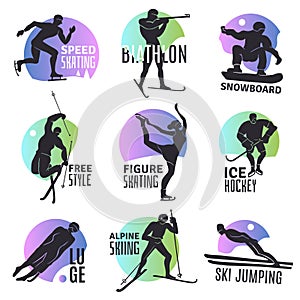 Winter Sports Emblems Set