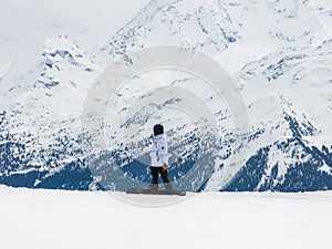 Winter Sports Enthusiast in Verbier, Swiss Alps with Overcast Sky