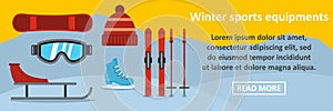 Winter sports equipments banner horizontal concept
