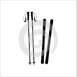 Winter sports pair of ski poles for biathlon vector icons