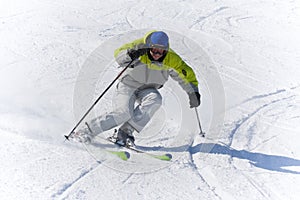 Winter sports Skier high speed