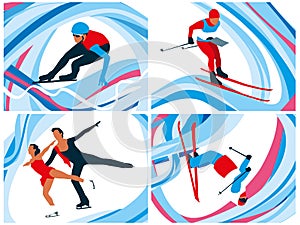 Winter sports. Speed skating, orienteering, figure skating and freestyle