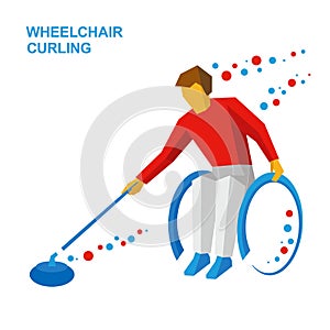 Winter sports - wheelchair curling. Curler with disabilities.