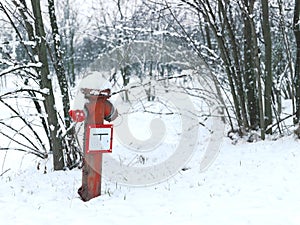 Winter still life with old rusty hydrant