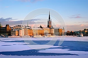 Winter in Stockholm with snow