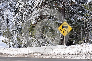 Winter Storm Warning Caution Driving Sign