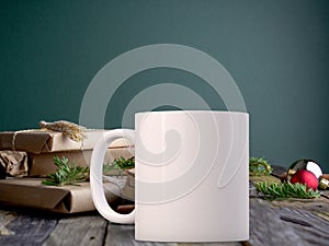 Winter styled white blank coffee mug to add custom design or quote.