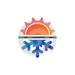 Winter and summer, hot and cold temperature icon. Vector file layered for easy manipulation and custom coloring. Stock