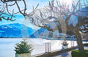 Winter sunny day on Zeller See, Zell am See, Austria