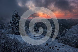 Winter sunrise, Appalachian Mountains