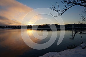 Sunset in winter in Norway