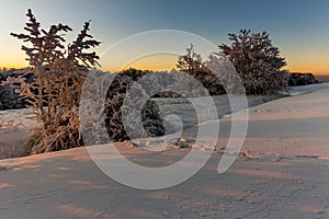 Winter sunrise at mountains