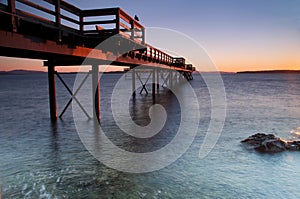 Winter sunrise on a pier