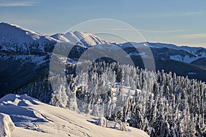 Winter sunrise in Raztocka Hola in Low Tatras mountains