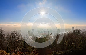 Winter sunrise skyline Liege