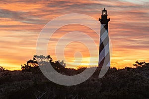 Winter Sunset at Cape Hatteras Lighthouse in Buxton Outer Banks North Carolina