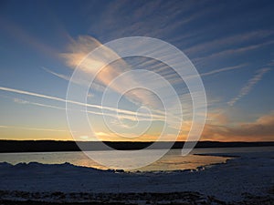 Winter sunset on Cayuga Lake