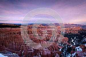 Winter sunset colors of Bryce canyon