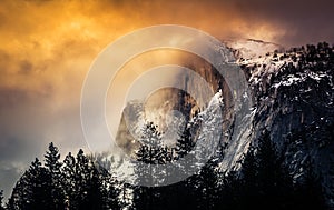 Winter Sunset on Half Dome, Yosemite National Park, California