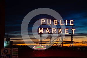 Pike place market at sunset